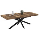 Table à manger extensible rectangle alix plateau hawkins avec rangement 6-10 personnes bois foncé et noir 160-200 cm