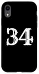 iPhone XR Number 34 in white large bold American west style font Case