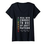 Womens Real Men Use RACE Shift Pattern Tee - Motorcycle Gear Shift V-Neck T-Shirt