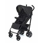 Foppapedretti Poussette compacte Hurra pour enfant 0-15 kg (0-3 ans), fermeture à parapluie, fenêtre observée enfant, dossier réglable, panier porte-objets, cadre en aluminium, noir chiné