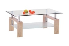 Soffbord Demitranilla 110 cm med Förvaring Hylla - Glas/Ekfärg Transparent,Beige