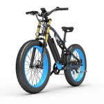 LANKELEISI RV700 Vuxen 1000W fullfjädrad elektrisk cykel 16Ah batteri 26 tum fettdäck elektrisk mountainbike