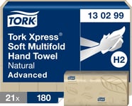 Tork H2 Xpress Soft Håndklædeark, Natur, 21 pk