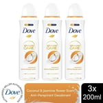 Dove Advanced Care Antiperspirant Deo Coconut & Jasmine Flower Scent 200ml, 3pk