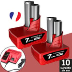 2X 7.0Ah Pour batterie Milwaukee M12B6 M12 12V LITHIUM 48-11-2402 / chargeur