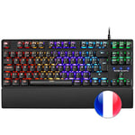 Mars Gaming MKXTKLBFR, Clavier Mécanique Ultra-compact TKL RGB, Repose poignet, Switch OUTEMU SQ Bleu, Langue Française