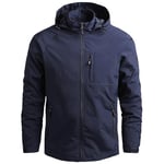 Aotoyou Blousons Homme Coupe-Vent à Capuche Imperméable Veste de Pluie Vestes de Randonnée Softshell Bleu Marine L