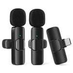 2-pack - Lavalier Mikrofon för Mobil - Trådlös - USB-C-perfekt Black Black