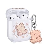 Coque de Protection pour AirPods 1/2e génération avec Un Adorable Ours de Dessin animé, Softshell est Transparent et Facile à Transporter