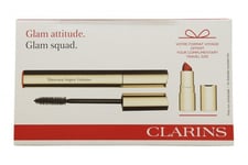 CLARINS GLAM ATTITUDE GIFT SET 8ML SUPER VOLUME MASCARA - 01 INTENSE BLACK + 1.5