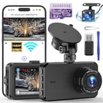 Dash Cam Front and Rear, Dashcam WiFi/App Control 1080P Car Camera Dash Cam, Dual Lens Dashboard Dash Camera for cars w/ 32GB Card,Night Vision,WDR,G-sensor,Loop Recording,Parking Mode,170 Wide Angle