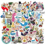 Alice's Adventures in Wonderland Stickers Pack, 50 st vinylklistermärken för Hydro Flask, bärbar dator, vattenflaska, för barn, småbarn, tonåringar, flickor, vuxna, stötfångare