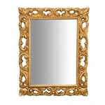 Biscottini Miroir Vintage 90 x 70 cm Made in Italy | Grand Miroir Mural en Bois Massif | Miroir doré avec Cadre Baroque