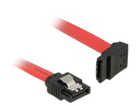 DELOCK – SATA cable, 0.5m, 6Gb/s, locking clip, angled upwards - straight, 26 AWG (83974)