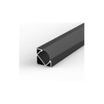 Silamp - Profilé Aluminium Noir Angle 2m pour Ruban led Couvercle Noir Opaque