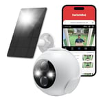 SwitchBot Kit de Caméra d'extérieur sans Fil 2K avec Panneau Solaire pour Surveillance ininterrompue du Domicile, Vision Nocturne en Couleur, Détection de Mouvement AI, Compatible Alexa, WiFi 2.4G