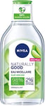 NIVEA NATURALLY GOOD Eau Micellaire à l’Aloe Vera Bio 400 ml, nettoyant visage aux ingrédients d’origine naturelle, soin visage fraîcheur hydratant et rafraichissant