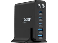 Inline Usb Pd Strømforsyning Gan Lader 5-Ports Usb-C + Usb-A 140W Med (31553)