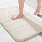 Yimobra Memory Foam Bath Mat Large Size, 51 x 81 cm, Soft and Comfortable, Super Water Absorption, Non-Slip, Thick, Machine Wash, Easier to Dry for Bathroom Floor Rug, 51 x 81 cm, Cream