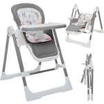 Baby Vivo - 3in1 Chaise Haute / Transat réglable pour enfants - Lulu en Gris