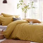 CoutureBridal Housse de Couette 220x240 cm Jaune Couleur Unie - Parure de Lit 2 Personnes avec Fermeture Éclair - Housse Couette en Microfibre avec 2 Taie d'oreiller 65x65 cm