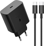 Chargeur Samsung 45w Charge Rapide Pour Samsung Galaxy S24 Ultra, S23 Ultra, S22 Plus, S21, S21+, S20 Ultra, Note 20, Z Flip5 5g, Tab S9, S8, Adaptateur Secteur Prise Avec 5a Câble 1.8m