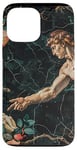 Coque pour iPhone 13 Pro Max Noir Art Déco Floral Michel-Ange Création Of Adam Sixtine