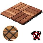 Lot de 33 dalles de Terrasse Clipsable en Bois Haute Qualité Resistant Aux Forte et Basses Températures 31 x 31 cm Revêtement Extérieur Pour Jardin