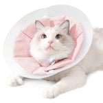 Lelepet Cat Cone Collar Soft, Adjustable Cat Recovery Collar, Cat Neck Cone After Surgery and Injuries, Cat Neck Collar to Stop Licking, Wound Protective Cone for Cat Kitten Elizabethan Collar, Pink M