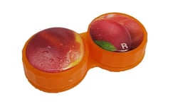 Peach Fruit Flat Contact Lens Storage Soaking Case - L+R Marked - UK Made