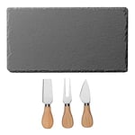 Tala Performance Slate Cheese Board and Knife Set - Cheese Cutter, Slicer, Shaver & Slate Serving Platter - Wooden Handles & Stainless-Steel Blades - Graze Board Serving Tray