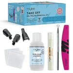 Mylee Take Off Ultimate Nail Gel Polish Removal Kit, Complete Set for Quick, Hassle-Free & Salon-Quality Results, Includes Acetone, Reusable Clips, Nail Wipes, Nail File, Cuticle Oil Pen & Gel Scraper