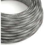 Creative Cables - Câble textile Noir optique et argent Vertigo brillant - L'Original Creative-Cables - ERM64 rond 2x0,75mm / 3x0,75mm 3x0.75