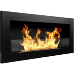 Divina Fire - Cheminée bioéthanol murale ou encastrable Livorno Nero l 90 x p 12 x h 40 avec vitre