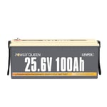 Power Queen Batterie Lithium 25,6V 100Ah, Batterie LiFePO4 avec BMS 100A, Cycles Profondes, pour Camping, Caravane, Voyage, Marine, Système Solaire …