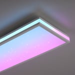 Leuchten Direkt Mario-LED-kattolamppu CCT, RGB, 100x25cm valkoinen