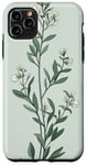 iPhone 11 Pro Max Leaves Botanical Plant Line Art Sage Green Wildflower Floral Case