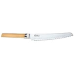 KAI Seki Magoroku Composite Couteau à Pain 23,0 cm - Acier Inoxydable SUS420J2 56 HRC/Acier VG 10 61 HRC - Bois de pakka à Grain léger - fabriqué à la Main au Japon - Soie complète