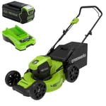 Greenworks 40V Cordless Lawnmower for Lawns up to 500m², 41cm Cutting Width, 50L Bag & Double Line Spool 1.65mm String Diameter 4.8m incl. 3Packs for 40V Lawn Trimmers G40LT G40LTK2 G40LTK2x