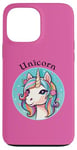 Coque pour iPhone 13 Pro Max Belle licorne avec crinière fluide rose, bleu, orange