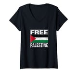 Womens Free Palestine Palestine Flag I Love Palestine Gaza T-Shirt V-Neck T-Shirt