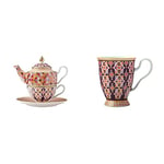 Maxwell & Williams HV0116 Teas & C’s Kasbah Tea for One Teapot and Cup Set with Infuser in Gift Box, Porcelain, Rose, 380 ml & HV0120 Teas & C’s Kasbah Coffee Mug in Gift Box, Porcelain, Rose, 300 ml