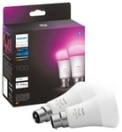 Philips Hue White and Colour B22 9W Smart LED Bulbs - 2 Pack