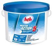 HTH MAXITAB ACTION 5 Galet 200g Spécial Liner - 5kg | Chlore Lent Multifonction