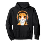 Leopard Gecko with Headphones Music Funny Pullover Hoodie