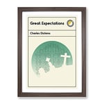 Book Cover Great Expectations Charles Dickens Modern Framed Wall Art Print, Ready to Hang Picture for Living Room Bedroom Home Office Décor, Walnut A2 (64 x 46 cm)