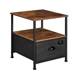 SONGMICS Table de Chevet, Table de Nuit avec Rangement, Table d'appoint à tiroir en Tissu, avec 2 étagères, Style Industriel, pour Salon, Chambre, Marron Rustique et Noir LVT02H