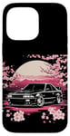 Coque pour iPhone 14 Pro Max Retro JDM Voiture de course japonaise Drift Tuning Car Sakura Blossom