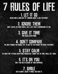 Home Office 7 Rules of Life Poster de motivation – Imprimé sur papier cartonné de qualité supérieure – Dimensions : 28 x 35,6 cm – Impression parfaite pour chambre à coucher