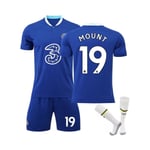 ( Chelsea Home Stadium Jersey 2022-23 Mount No.19 Fotbollströja 3-delade kit för barn Vuxna S(165-170CM)